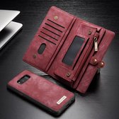CASEME Samsung Galaxy S8 Pasjeshouders Wallet 2-in-1 Vintage Split Leren Telefoon Hoesje - Rood