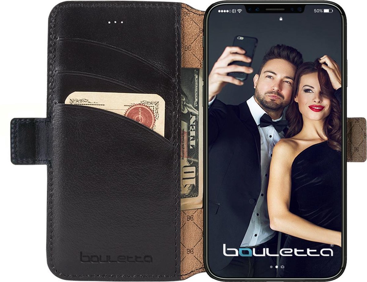 Bouletta Lederen Apple iPhone Xs Max Hoesje WalletCase Pure Black