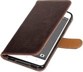 Zakelijke Book Case Telefoonhoesje Geschikt voor de HTC Desire 825 - Portemonnee Hoesje - Pasjeshouder Wallet Case - Mocca
