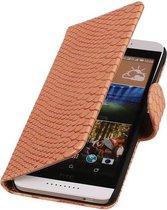 Snake Bookstyle Wallet Case Hoesjes voor HTC Desire 626 Licht Roze
