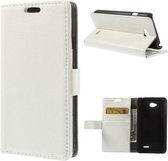 Litchi Cover wallet case hoesje LG K4 wit