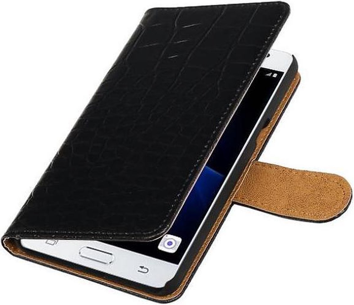 Krokodil Bookstyle Hoes Geschikt voor Samsung Galaxy J3 Pro Zwart
