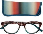 Lilly&june Leesbril Aflopend Havana Turquoise +2.5 - Met Bijpassend Etui