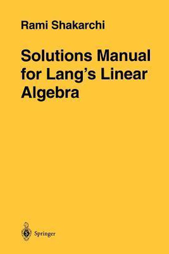 Solutions Manual for Lang's Linear Algebra - cover