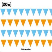 20x Vlaggenlijn oranje en lichtblauw 10 meter