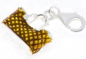 Zilveren Handtas oranje emaille armband bedel