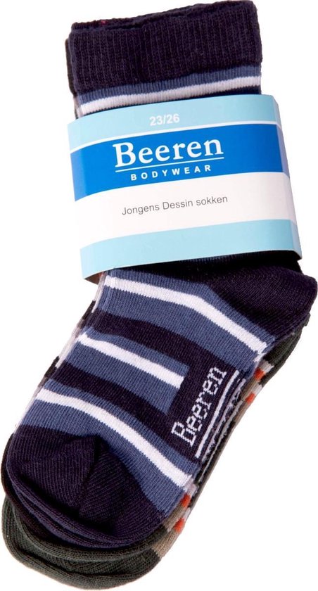 Beeren Bodywear Jongens Sokken 3-PACK - Kleurrijk - Maat 31/34