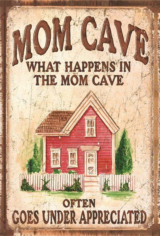 Mom Cave - Mama - Metalen Decoratie Wandbord - Tuin - Huis
