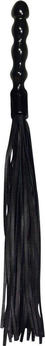 Goedkoopste ZADO – 56 cm Lederen Flogger Zweep met Golvend Handvat voor Anaal of Vaginaal Insertie – Zwart