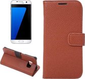 Lychee grain wallet case hoesje Samsung Galaxy S7 edge bruin