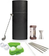 LuxTube gin & tonic geschenktube / tools voor het bereiden van de perfecte Gin Tonic / bar spoon - jigger - mini kruidenset - ijsbollenschaal - stalen rietjes