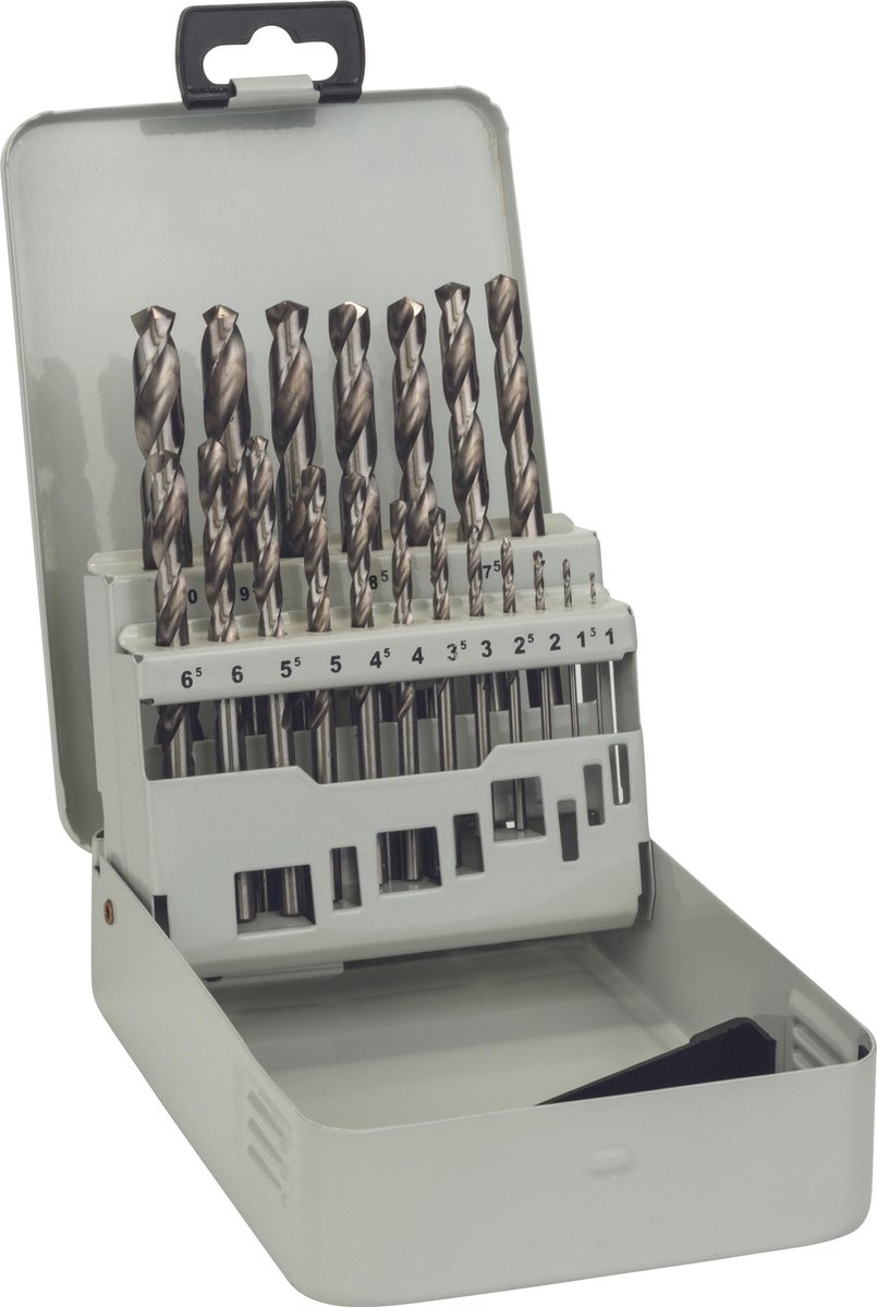 Bosch - 19-delige metaalborenset HSS-G in metalen cassette, DIN 338, 135° 1-10 mm, 135°