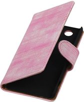 Hagedis Bookstyle Wallet Case Hoesje Geschikt voor Sony Xperia Z3 Compact Roze