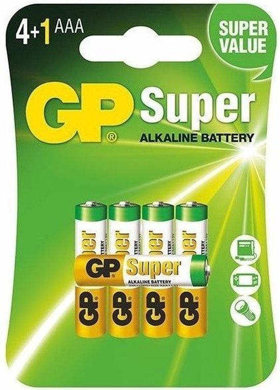 4+1 GP Super Alkaline AAA LR03/1.5V Batterij | bol.com