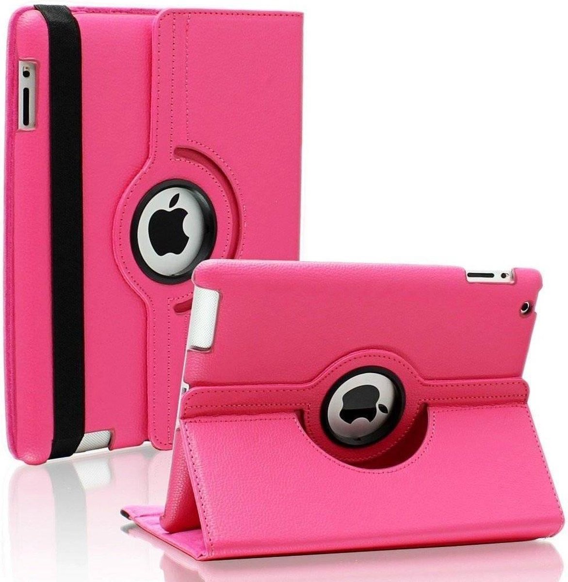 iPadspullekes Apple iPad (2017); Apple iPad (2018) hoes 360 graden roze leer