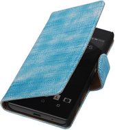 Hagedis Bookstyle Wallet Case Hoesjes Geschikt voor Sony Xperia Z5 Compact Turquoise