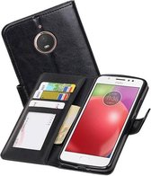 Hoesje Geschikt voor Motorola Moto E4 - Portemonnee Hoesje Booktype Wallet Case Zwart