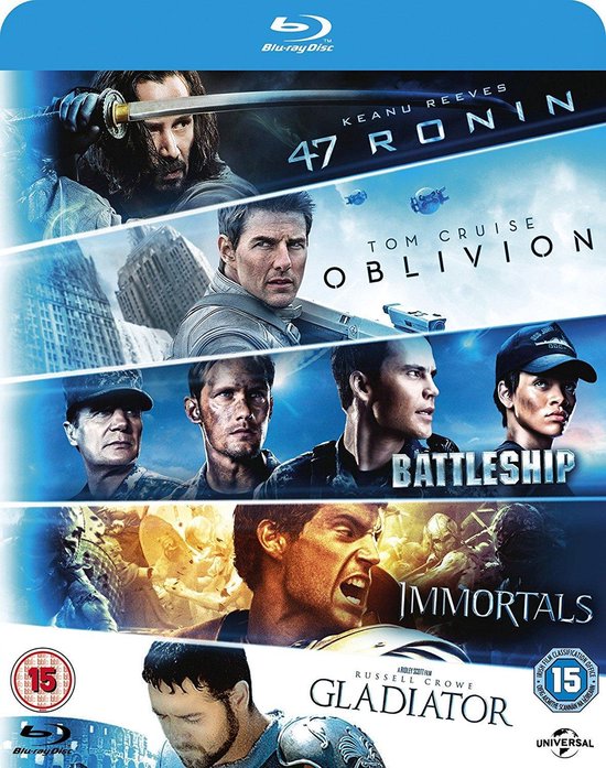 5-Movie Starter Pack 2: 47 Ronin - Oblivion - Battleship - Immortals - Gladiator (import)