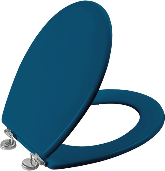 Allibert wc-bril BOLIVA  - geperst hout - verchroomde scharnieren - blauw gelakt