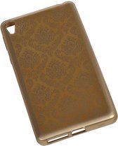 TPU Paleis 3D Back Cover for Sony Xperia E5 Goud