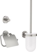 GROHE Essentials Accessory set - Porte-rouleau de papier toilette - Set de brosse de toilette - Crochet - Supersteel (acier inoxydable)