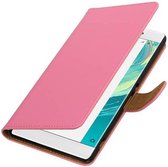 Bookstyle Wallet Case Hoesjes voor Sony Xperia C6 Roze