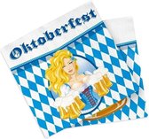 Oktoberfest - 40x Oktoberfest themafeest servetten blauw 33 x 33 cm papier - Bierfeest papieren wegwerp tafeldecoraties