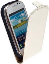 LELYCASE Premium Flip Case Lederen Cover Bescherm  Hoesje Samsung Galaxy Fame S6810 Creme