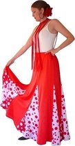 Spaanse Flamenco rok - rood met rode stippen - maat L - lengte 95cm -