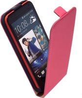 LELYCASE Flip Case Lederen Hoesje HTC Desire 601 Zara Pink