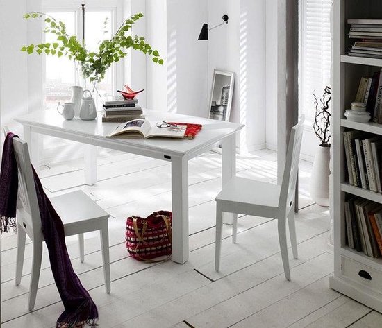 Table à manger Table extensible en bois blanc Wittevilla
