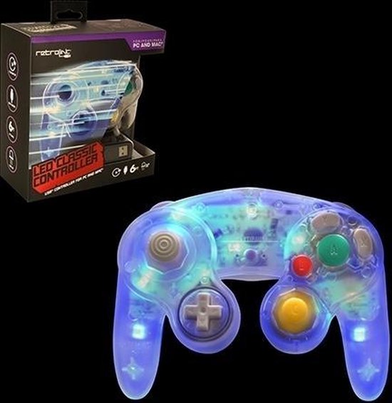 Gamecube Pad USB Blue LED Retrolink | bol