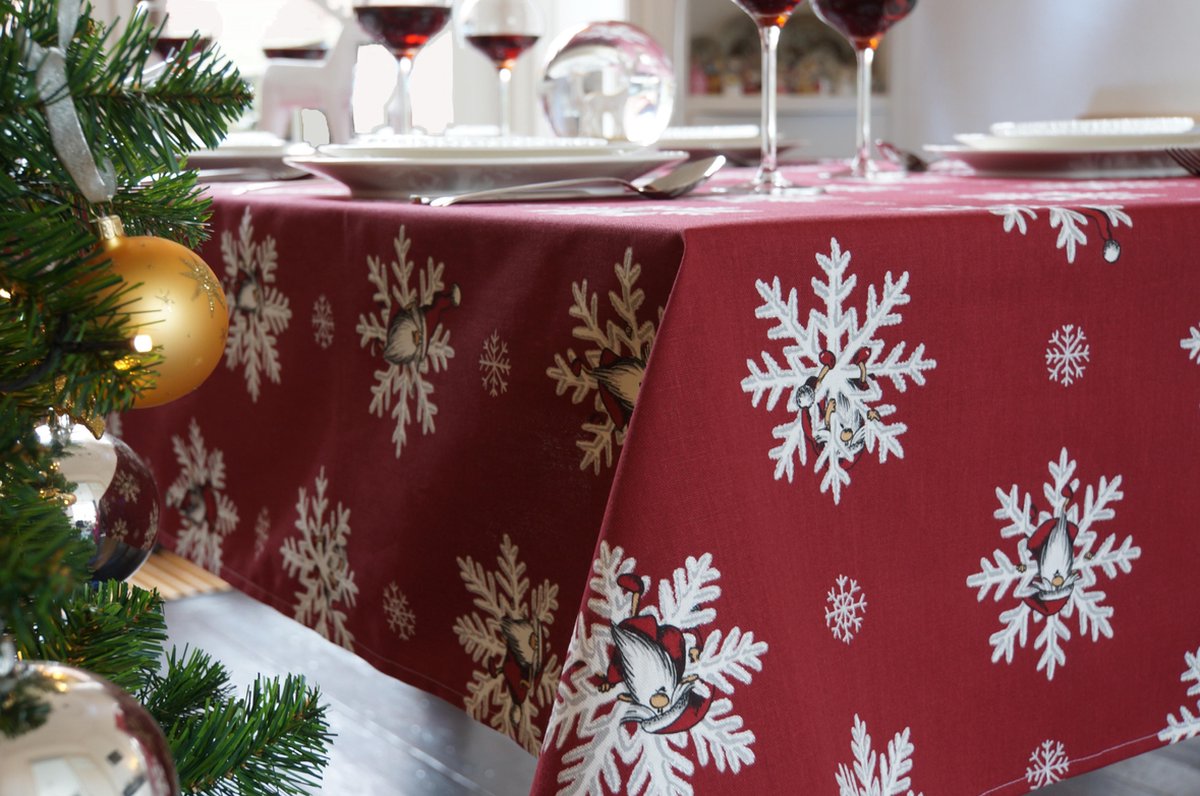 Ontwijken Bedankt Grap Tafelkleed katoen - 145x250cm Kerst Snoflingan Rood | bol.com
