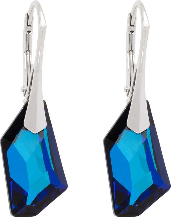 DBD - Boucles d'oreilles asymétriques bleu bermuda - Cristal Swarovski -  Argent - 18MM | bol.com