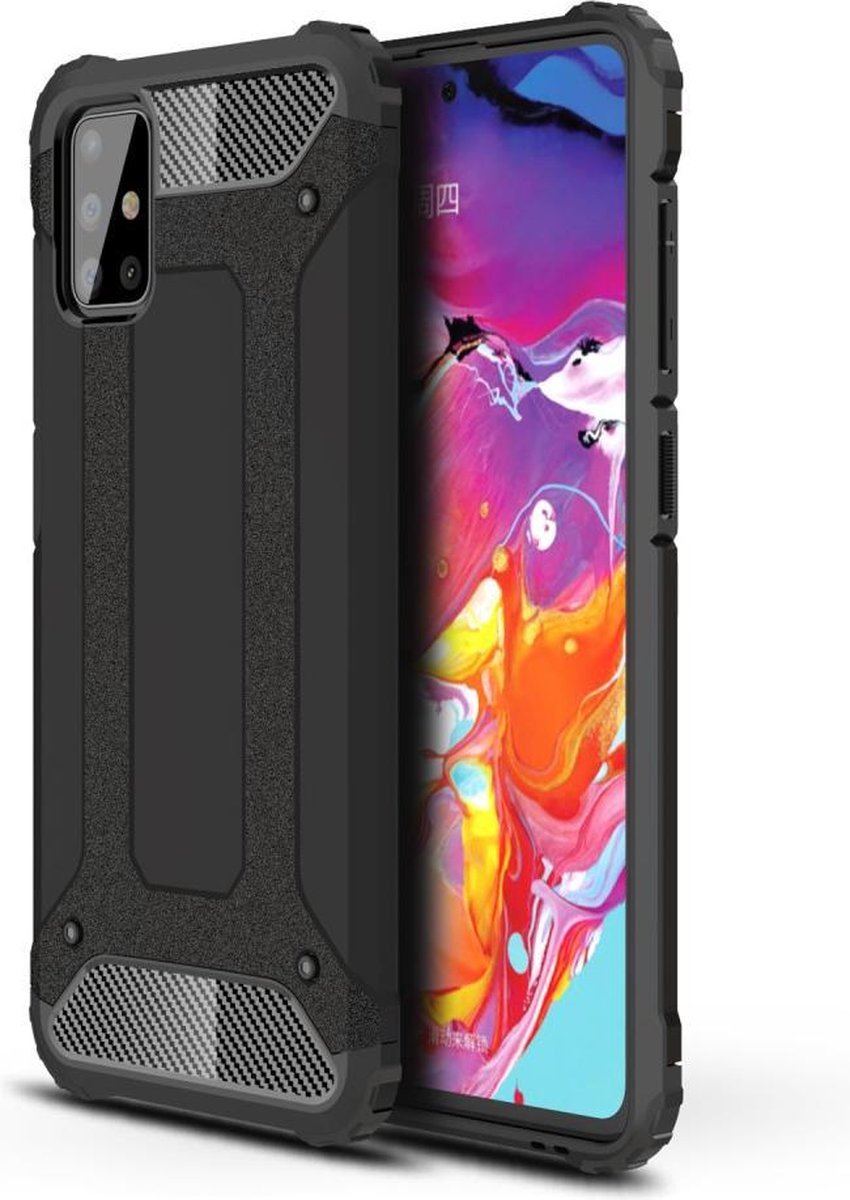 Telefoonhoesje geschikt voor Samsung galaxy A51 silicone TPU hybride zwart hoesje case