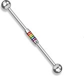 Industrial piercing regenboog strepen