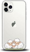 Apple Iphone 11 Pro Max transparant siliconen hoesje  - schattige schaapjes