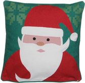 Kerstdecoraties - Kussen Kerstman Groen - L40xb40cm