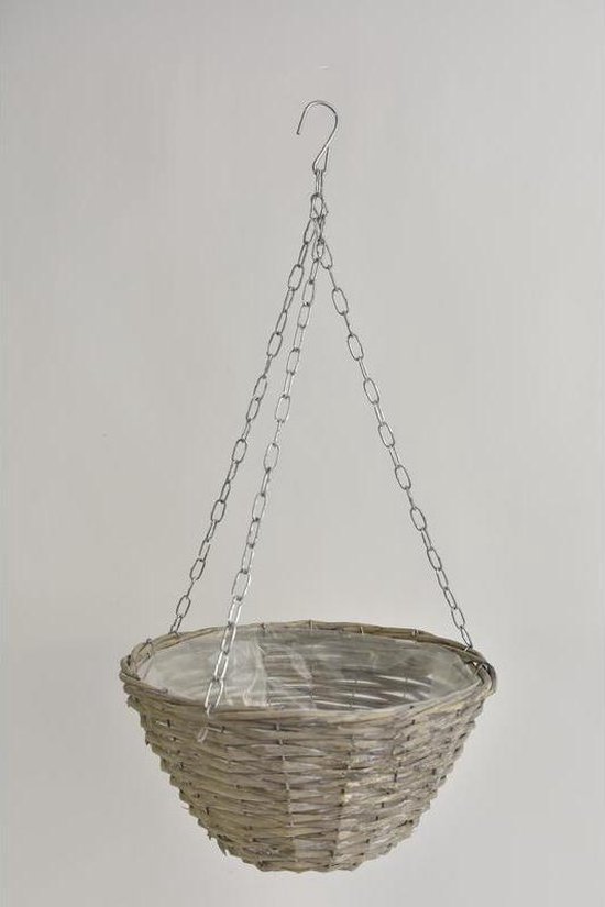 Rieten Manden Verschillende Vormen - Hanging Basket Riet Grey Wash D32 H17cm