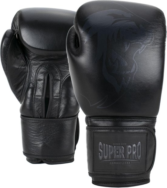 Gants de boxe en cuir (kick) Super Pro Combat Gear Legend Noir 16oz