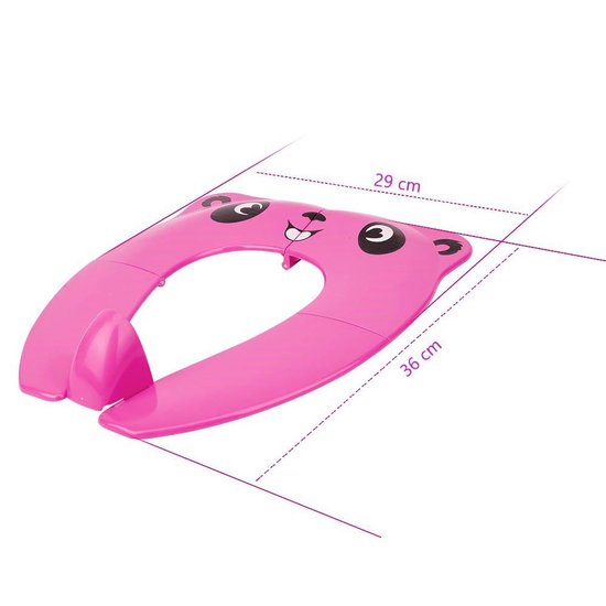 Kabor WC Bril Verkleiner Roze met Pandaprint met roze Wasbare Zak- Toilettrainer kind- Opvouwbare Toilet Zitje - Peuter WC Bril - Uitgeklapt 36 x 18 cm van Kabor — afbeelding 4