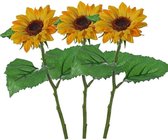 3x Gele zonnebloemen kunstbloem 35 cm - Helianthus - Kunstbloemen boeketten
