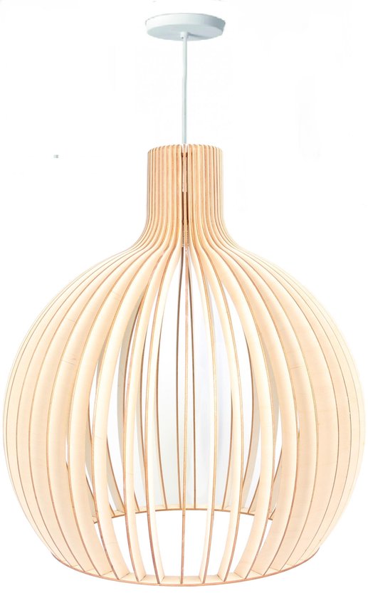 Tree8 Houten hanglamp design - Ø 45cm - Witte - wit snoer | bol.com