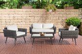 CLP Kiruna - Loungeset - 5 mm Polyrotan Grijs gemeleerd 40 cm (Dunkelgrau) cremewit