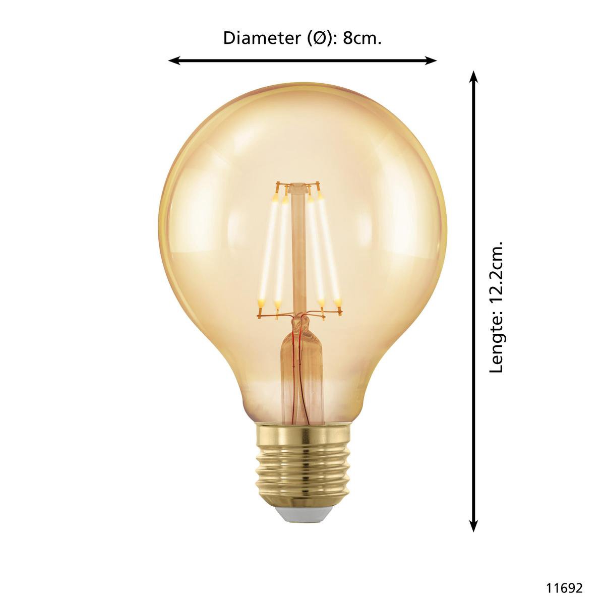EGLO LED - Ø8,0 cm - E27 Golden - dimbaar |