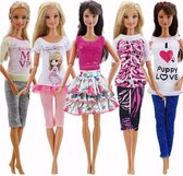 Set modepoppen kleertjes - 5x Fashion kleding - past op barbie pop