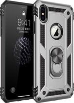 Xssive Anti Shock Back Cover met Magnetische Ringhouder voor Apple iPhone XR - Zilver