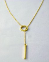 Fate Jewellery Ketting FJ417 - Circle with drop bar - Rosekleurig - 45cm + 5cm