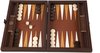 Afbeelding van het spelletje Leatherette Braided Straw Backgammon spel - in donker Bruin - 20x30cm  Top Kwaliteit
