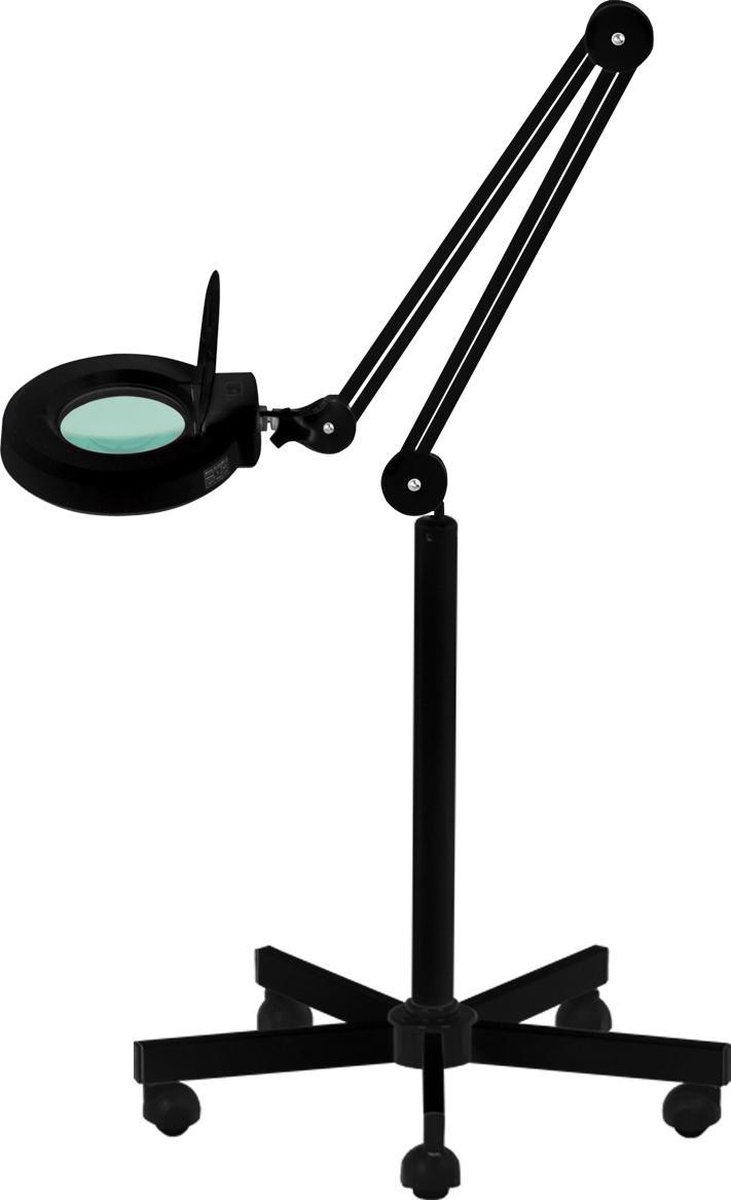 Lampe loupe LED avec support à roulettes - Noir